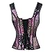 Kimring Women's Gothic Retro Jacquard Peasant Shoulder Straps Boby Shaper Tank Bustiers Spiral Steel Boned Overbust Corset Purple 5X-Large