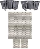 Ultimate Arms Gear New 50 Pack of 8mm 5 Round Nickel Plated Stripper Clips Magazine Loader Mauser Karabiner K98 K-98 98K K98K Yugo M48 M24 Rifle + 2 Pack of K98 K-98 98K K98K WWII Reproduction German Black Leather Strap Triple Ammo Ammunition Cartridge Rounds Stripper Clips Pouch with D-Ring Y-Straps Belt Attachment