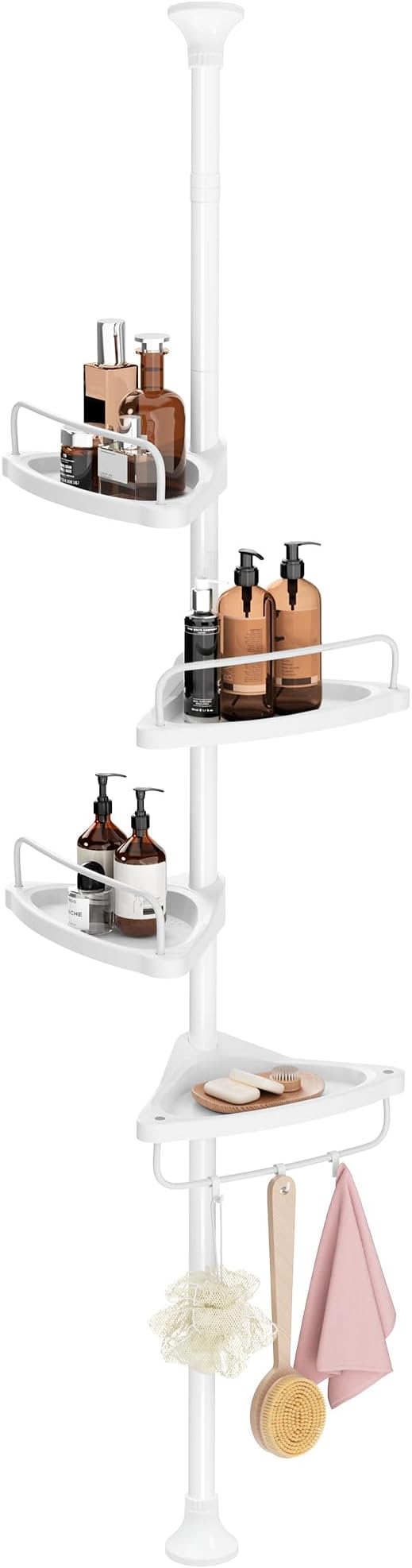 SONGMICS Shower Corner Shelf 4-Tier 85-305 cm Adjustable White BCB001A