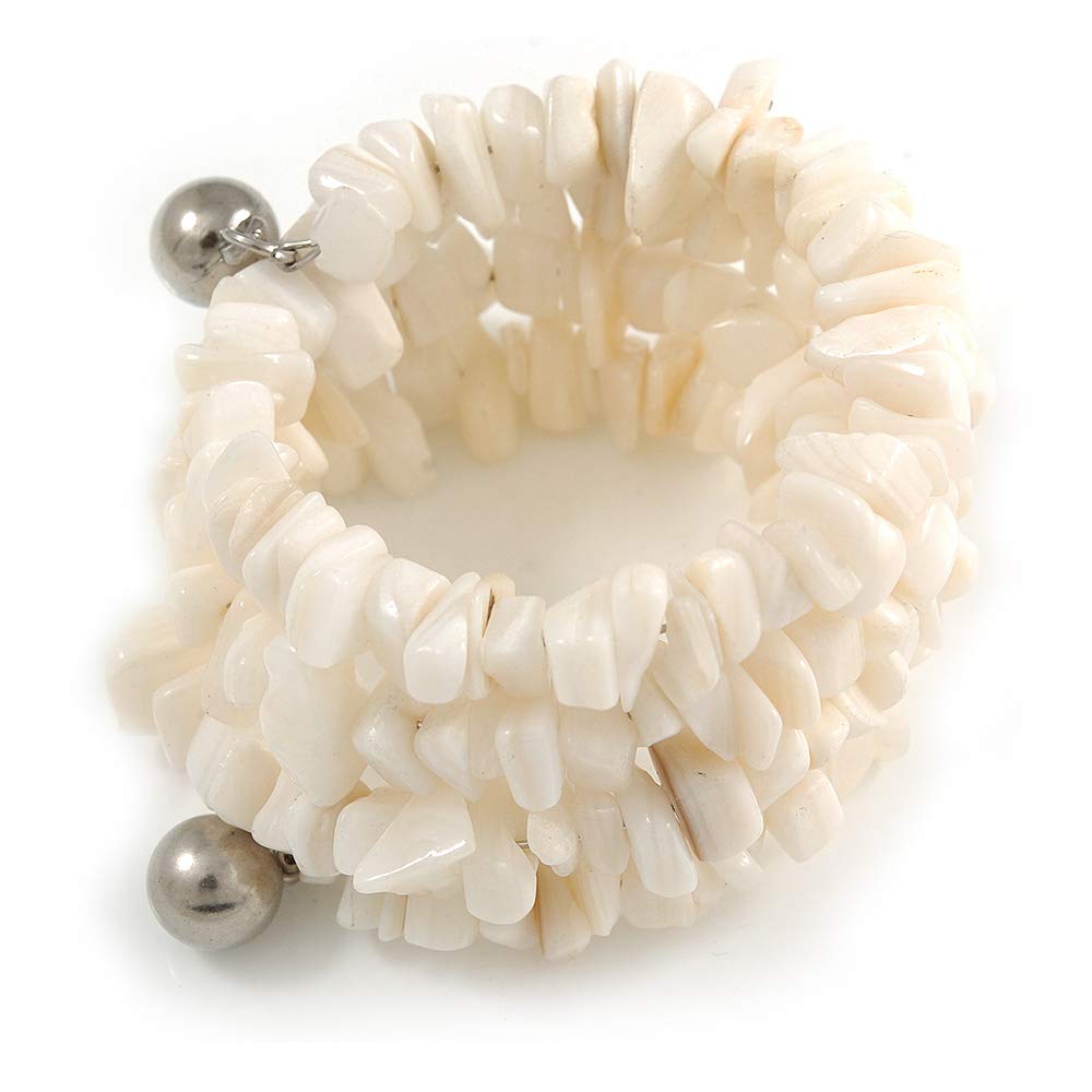 Avalaya Off White Stone Flex Coiled Bracelet - Adjustable