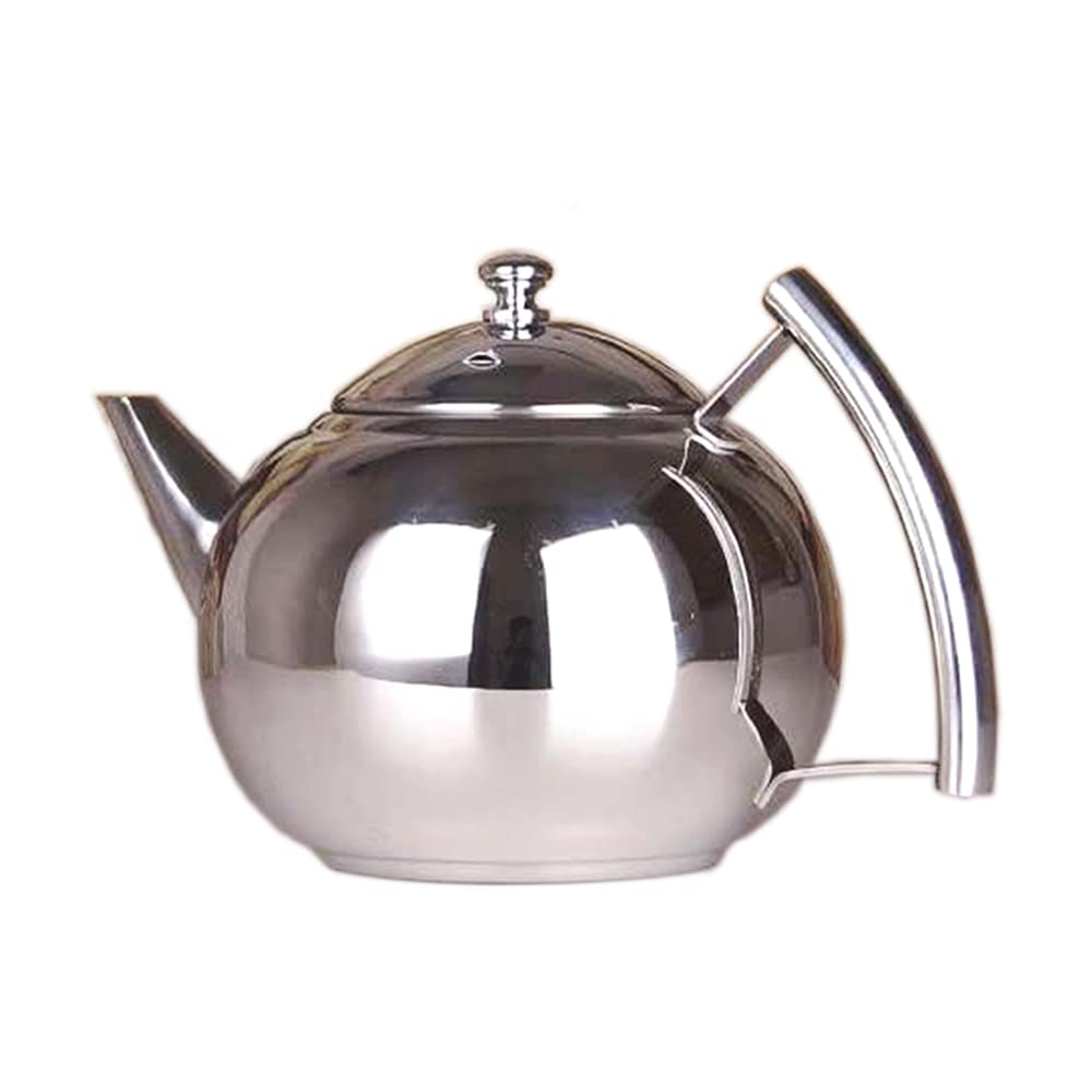 Toolzia Stainless Steel Teapot with Tea Strainer Premium Tea Pot 35oz 1500ml,Silver