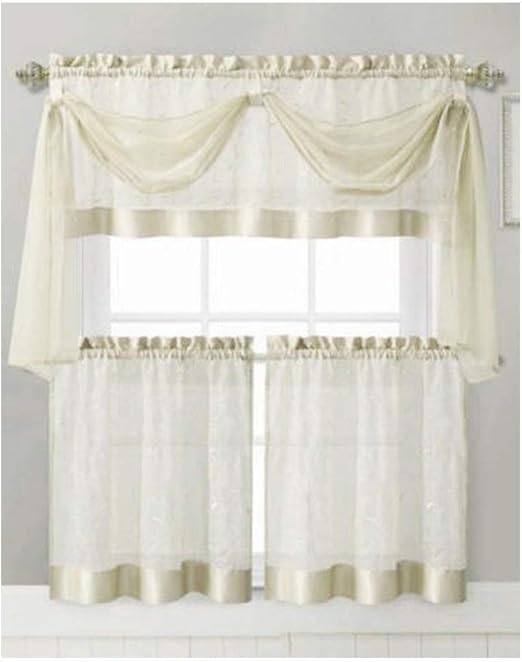 Amazon Com Victoria Classics Vine Embroidered Kitchen Window