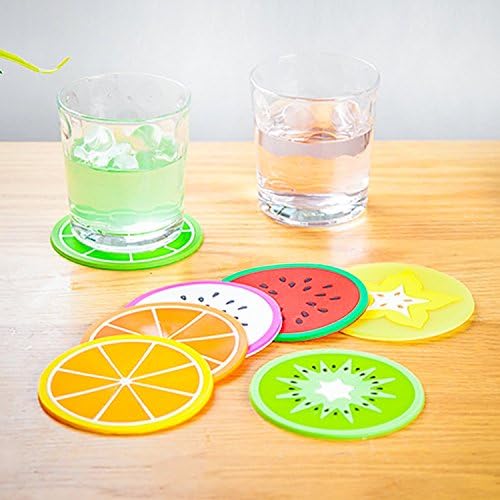 AADYA Silicone Coasters Colorful Fruit Slices Theme for Coffee and Wine Lovers - Home Decor/Wedding Favor/Holiday Gift Set of 6