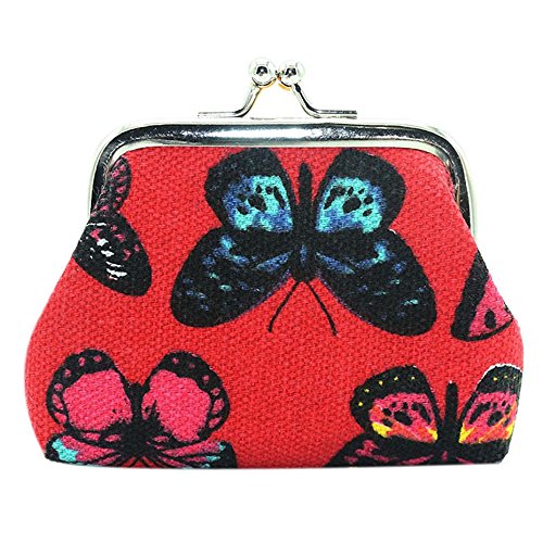 Simayixx Women's Butterfly Small Wallet Card Holder Coin Purse Clutch Bag Handbag (One Size, Red)