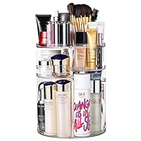 Jerrybox 360 Degree Rotation Makeup Organizer Adjustable Multi-Function Cosmetic Storage Box, Large Capacity, Fits Toner, Creams, Makeup Brushes, Lipsticks and More