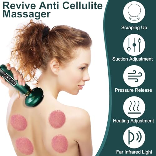 Handheld Cellulite Massager,Portable Smart Cupping Therapy Massager,Rechargeable & Cordless Electric Cupping Therapy Set with Heating,Relieves Muscle Neck Shoulder Back Aches(Green)