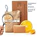 Natural Handmade Organic Vegan Soap - Bath Shower Soap-Filled Sponge – Safe Body Wash Products for Women - Men - Kids – Unique Skin Care Set for Hands and Body - Orange and Vanilla