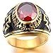 HIJONES Men's Jewelry Stainless Steel Red Stone Cross Ring Size 11