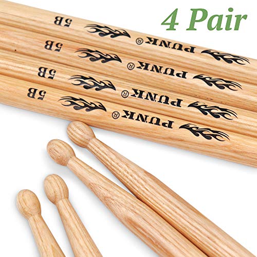 5B Drumsticks American Ash Wood Tip Student Drum Sticks(4 Pairs)