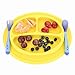 Heathybaby Silicone Mini Placemat + 2 Spoons - BPA Free - Improved Non-slip Suction - Baby Table Place Mat for Babies, Infants, Toddlers, Kids - Fit Most Highchair Trays (Yellow)