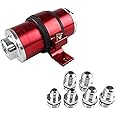 BARTOO 30 Micron Inline Fuel Filter with 6AN 8AN 10AN Adapter&Bracket Clamp 58MM Aluminum,Red