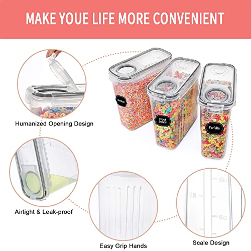 PRAKI Large Dry Food Storage Containers with Lids, 6PCS Airtight Cereal