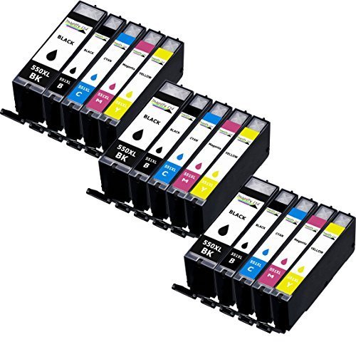 15 XL InaGiffy Compatible Ink Cartridges Replacement For Canon CLI-551XL / PGI-550XL Pixma MG5450 MG5550 MG5650 MG6350 MG6450 MG6600 MG6650 MX925 MX725 MG7150 MG7550 iP7250 iP7200 iP8750 iX6850 Printers .3X Big Black 3X Black 3X Cyan 3X Magenta 3X Yellow