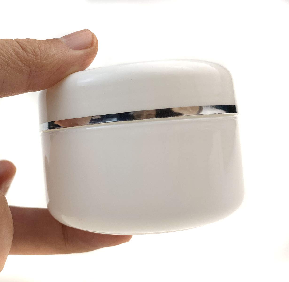 6Pcs 50ML Round White Plastic Jars Cosmetic Containers Cream Jars Lotion Lip Balm Ointment Storage Jars Containers Case with Inner Liners and Dome Lids