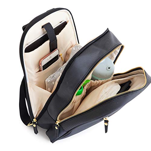 Baby Backpack Diaper Bag, Black – Stylish and Compact, fits All Essentials, Prevents Back Pain and Leaves Your Hands Free for Your Baby, Durable and Well-Constructed – Idaho Jones – Claremont