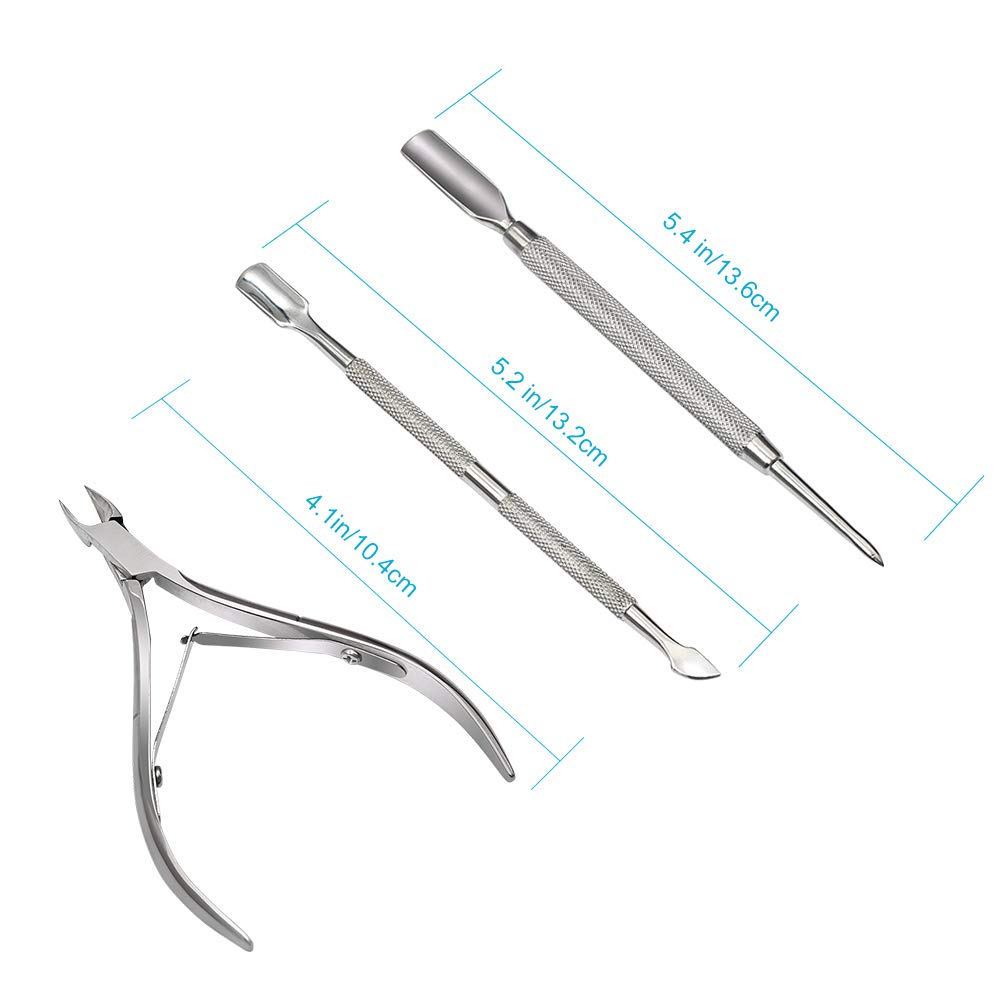 3 PCS Nail Cuticle Spoon Pusher Remover Nail Cut Tool Pedicure Manicure Fingernail & Toenail Clippers Pocket Nail Cuticle Nipper Pack Contains Nail Trimmer : Beauty