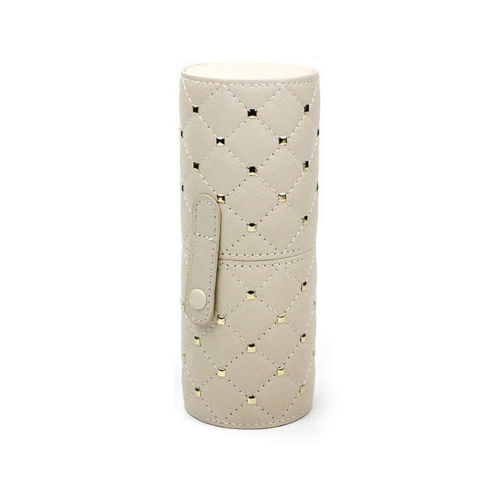 PU Leather Rivets Studded Portable Cosmetic Brush Travel Case Makeup Brush Holder Cup (L)