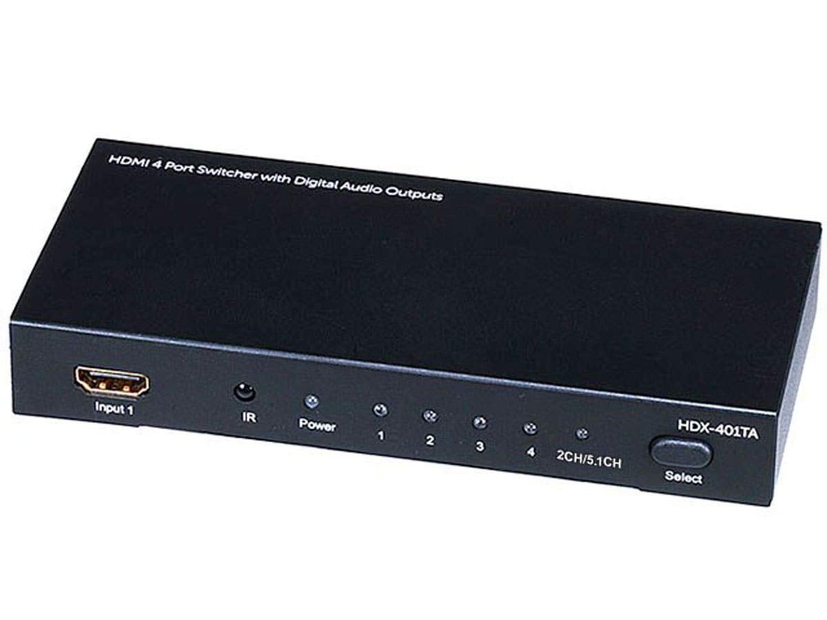 Monoprice Blackbird 4x1 HDMI 1.4 Switch HDCP 1.4 with Toslink and Analog Audio Extractor, 1080p@60Hz