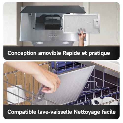 Soonye Inclined Extractor Hood 60 cm Class A+++, Kitchen Hood 370m³/h, Black Frosted Glass, Charcoal Filters Included, Wall Hood for Evacuation or Recycling