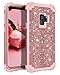 LONTECT Compatible Galaxy S9 Case Luxury Glitter Sparkle Bling Heavy Duty Hybrid Sturdy High Impact Shockproof Protective Cover Case for Samsung Galaxy S9 - Shiny Rose Gold