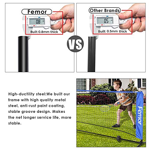 femor Portable Badminton Volleyball Tennis Net - 10/14/17 ft Net for Soccer Tennis, Pickleball, Kids Volleyball, Beach Ball - Sports Net with Poles & Carrying Bag for Indoor, Outdoor, Beach, Backyard - Thumbnail 2