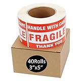 MFLABEL 40 Rolls 3"x5" Fragile Tapes Stamp - Handle