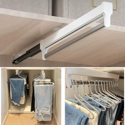MAFAGE Extendable Clothes Rail Pull Out Clothes Rail Adjustable Telescopic Bar 397mm White