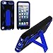 Black/Blue Hybrid Rugged Hard Silicone Case Cover w/Stand for Apple iPod Touch 5th 6th Gen Generation 5G 5 6G 6
