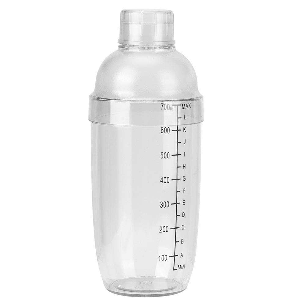 HERCHR Resin Cocktail Shaker Bottle, Clear Hand Drink Mixer Boba Tea Shaker Cup Drink with Clear Scale for Bar and Home Use(24 oz / 700cc)