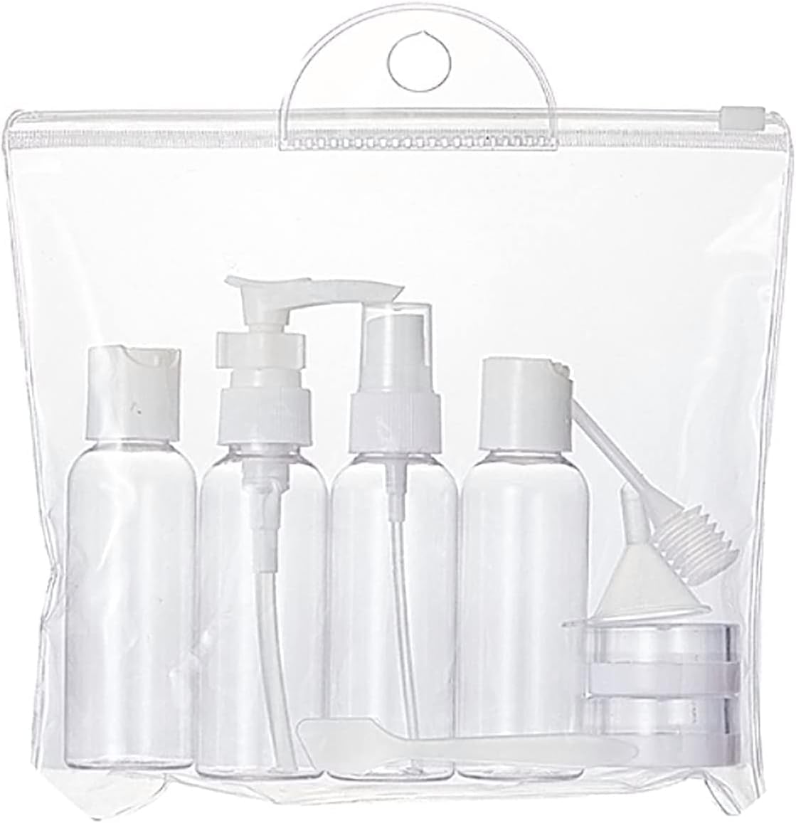 TEK® Set of Airborne Travel Containers, Transparent Hermetic Bag, Bottles and Liquid Bottles