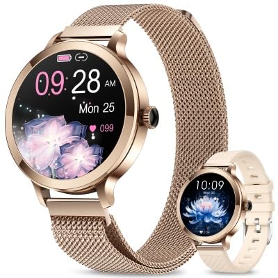fitonyo Smart Watch for Women(Make/Answer Call), 1.1" Touch Screen Fitness Tracker with 110+ Sports Step Counter/SpO2/BP/Heart Rate/Sleep Monitor IP68 SmartWatches for Android/iOS Rosegold