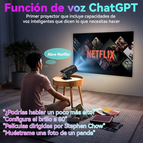 QYIKLPY Proyector 4K Portátil Netflix Oficial – Android 13, Pantalla de 150 Pulgadas, 400ANSI/15000 Lúmenes, 1080p Nativo, Compatible con 4K/8K, BT 5.2/WiFi 6, iOS/Android/PC/PS5