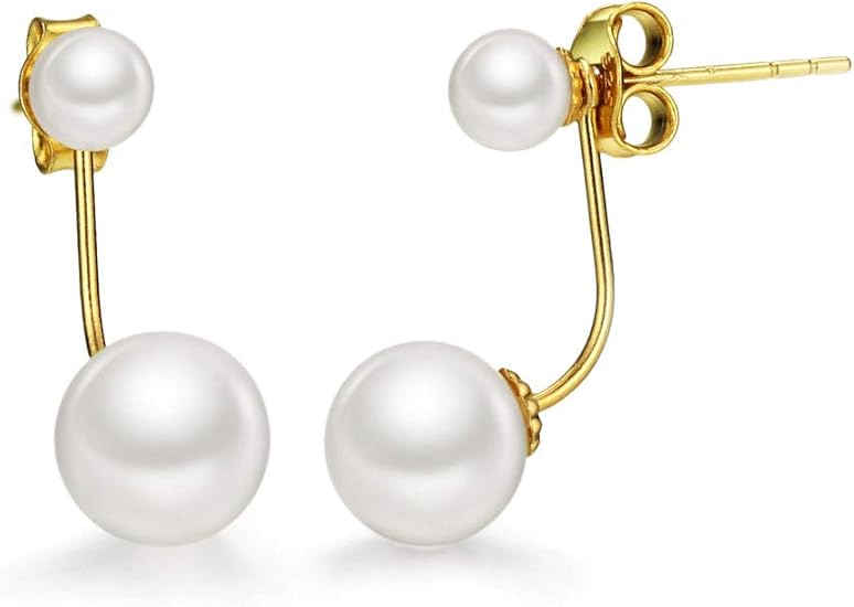Amazon 18kゴールド 淡水パールイヤリングセット 2 In 1 スタッド ドロップイヤリング ファインジュエリー 女性用 ピアス 通販