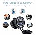 Cllena Quick Charge 3.0 & 2.4A Dual USB Charger Socket Power Outlet for Car Marine Boat Rv Truck ATV UTV Camper (QC 3.0 - Blue)