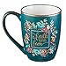 Floral Faith Mug for Women & Men, Ceramic Coffee Mug w/Gold Trim & Calligraphy, 12 oz