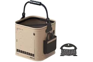 ZHEMEE Collapsible Fishing Bucket 2.11 Gallon/8L - Portable Folding Live Bait Bucket with Aerator Pocket, Rope & Net for Live Fish & Shrimp, Kayak, Camping, Hiking (Small)