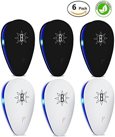 Beece Ultrasonic Pest Repeller - Home Electronic Control Plug-In Insects Repellent - Keep Mosquitoes, Spiders, Rats, Snakes Away - Non-toxic To Kids And Pets (6 Pack - 3 White 3 Black)