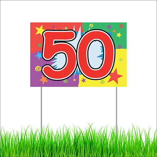 X 18 Bannerbuzz 50th Celebration Yard Sign With Metal Stakes 12