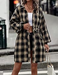 Blooming Jelly Womens Plaid Dress Flannel Shirts