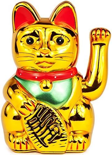 MOEUP Fortune Cat Maneki Neko Waving Lucky Cat (Gold)