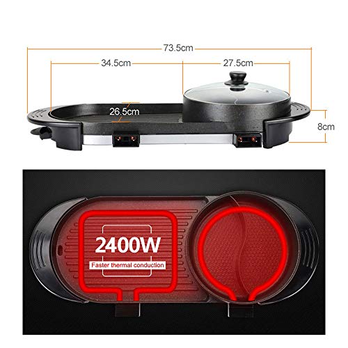 Hot Pot with Grill, 2 in 1 Multifunction Nonstick Hotpot Pot Electric