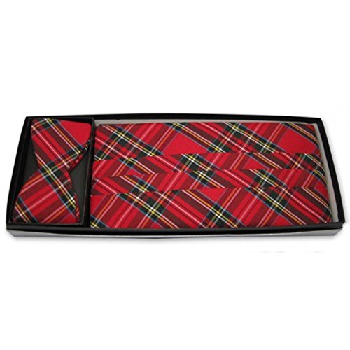 Christmas Holiday Real Plaid Cummerbund and Self Tie Bow Tie
