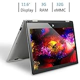 AWOW Full HD 1080X1920 Touch Screen 11.6 Inch 2-in-1 Convertible Laptop PC Silver - (Celeron Apollo N3450 3GB RAM/32GB ROM Window 10 Dual Band WiFi 2.4/5G Type-C USB3.0 TF Card Slot Micro HDMI)