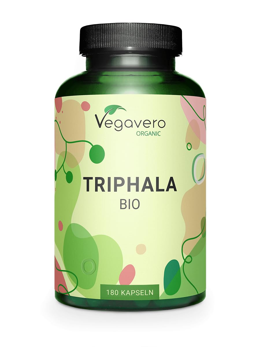 Vegavero Pure Triphala Powder Organic 1300 mg | 180 Capsules (3 Month Supply) | NO Additives, Lab-Tested | Ayurveda Products | Gut Health Supplements & Immune System Booster | Vegan
