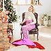 LANGRIA Mermaid Blanket Glittering Flannel Mermaid Tail Blankets for Girls Kids Teenagers Adults Super Soft Warm Lightweight in Living Room Bedroom All Seasons (60''X25'', Purple)