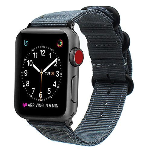 For Apple Watch Band,ViCRiOR 42mm Woven Nylon NATO iWatch Band Replacement Strap with Adapters for Apple Watch 42mm Series 3, Series 2 and Series 1, Grey