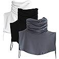 REDODECO 3pcs Womens Collar Neck Dickey False Fake Turtleneck Half Top (Black+White+Gray)