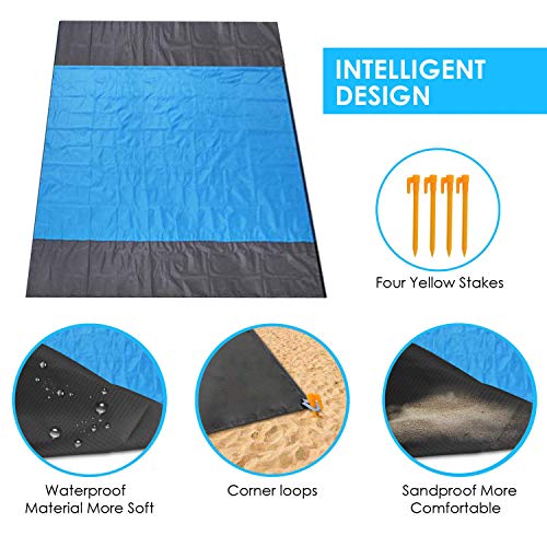 Mumu Sugar Sand Free Beach Mat Oversized 82" x79 Sand Proof Beach Blanket Outdoor Picnic Mat for Travel, Camping, Hiking and Music Festivals-Lightweight Quick Drying Heat Resistant
