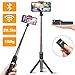 Viixm Selfie Stick Tripod, All in 1 Portable Extendable Selfie Stick with Detachable Wireless Remote & 1 Spare Battery, Aluminum Alloy Rod, Non Skid Tripod Feet. Suitable for Apple & Android Devices