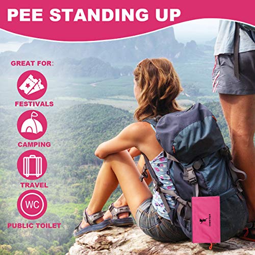 Cheetah Female Urination Device - Pee Standing Up - Reusable Portable Urinal for Women - Lightweight Design for Outdoor Activities - with Discreet Carry Bag-Pink